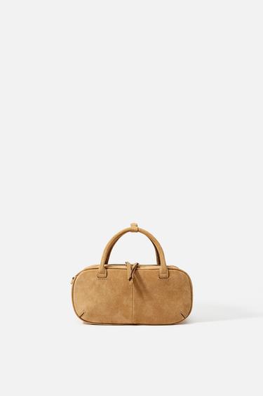 MINI BOLSO SERRAJE DOBLE ASA - ARENA/MARRÓN de Zara
