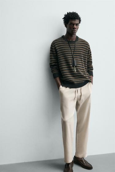 PANTALON DÉCONTRACTÉ EN MÉLANGE DE COTON - Gris perle de Zara - Image 4