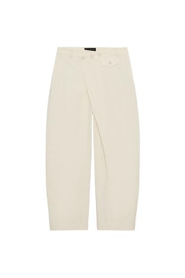 ZW COLLECTION WRAP TROUSERS WITH BUTTONS - Light tan by Zara