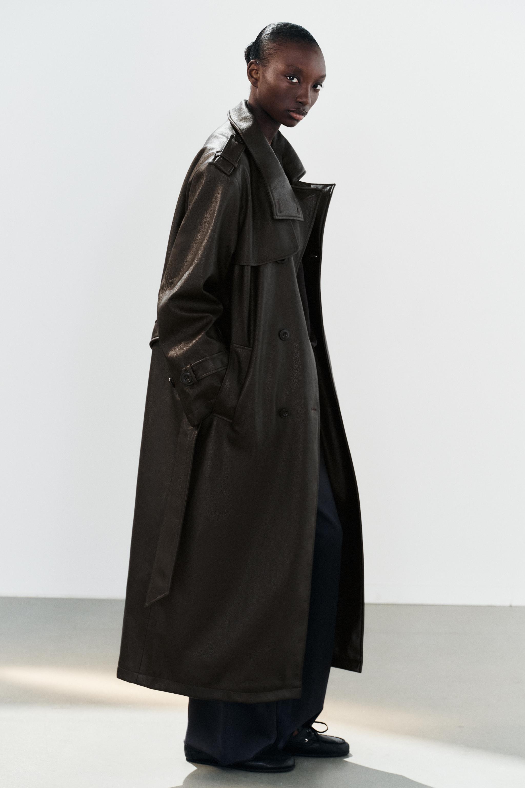 MANTEAU TRENCH LONG EN MATIÈRE SYNTHÉTIQUE