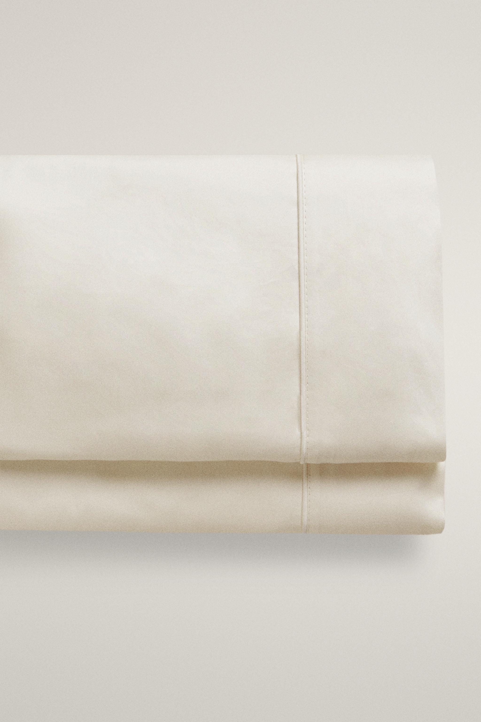 SATEEN FLAT SHEET (500 THREAD COUNT) — Light beige