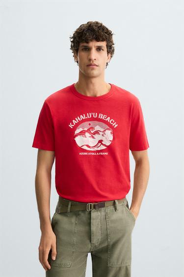 WAVE GRAPHIC T-SHIRT - Red by Zara - Image 1