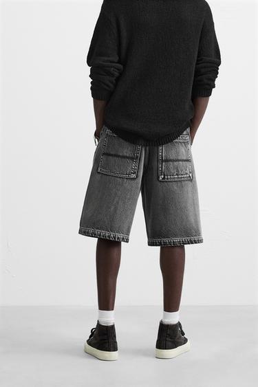 FADED BAGGY FIT DENIM BERMUDA SHORTS - Black by Zara - Image 2
