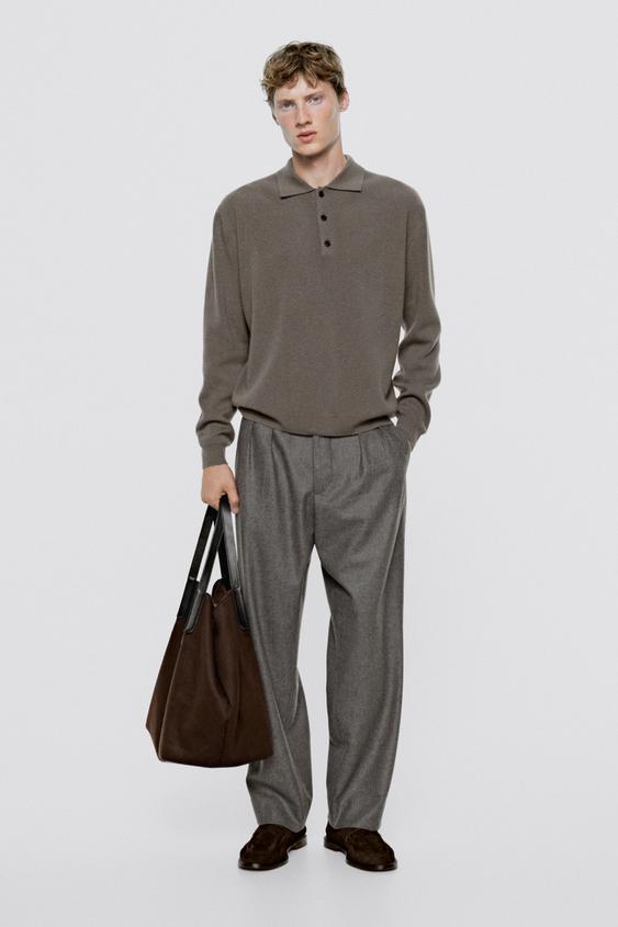 Zara 100% wool knit polo sweater - LIMITED EDITION - Black gold - Image 0