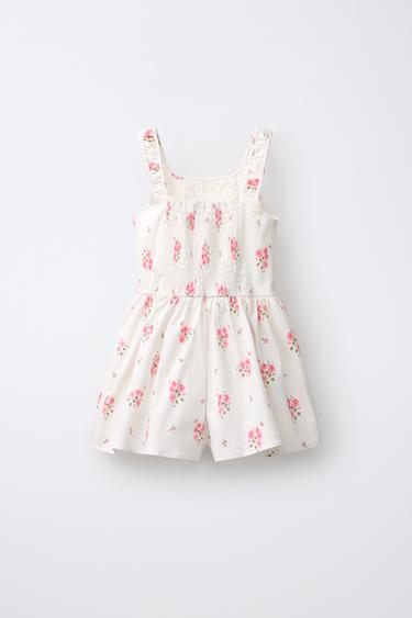 FLORAL PRINT PLAYSUIT - Pink / White by Zara - Image 1