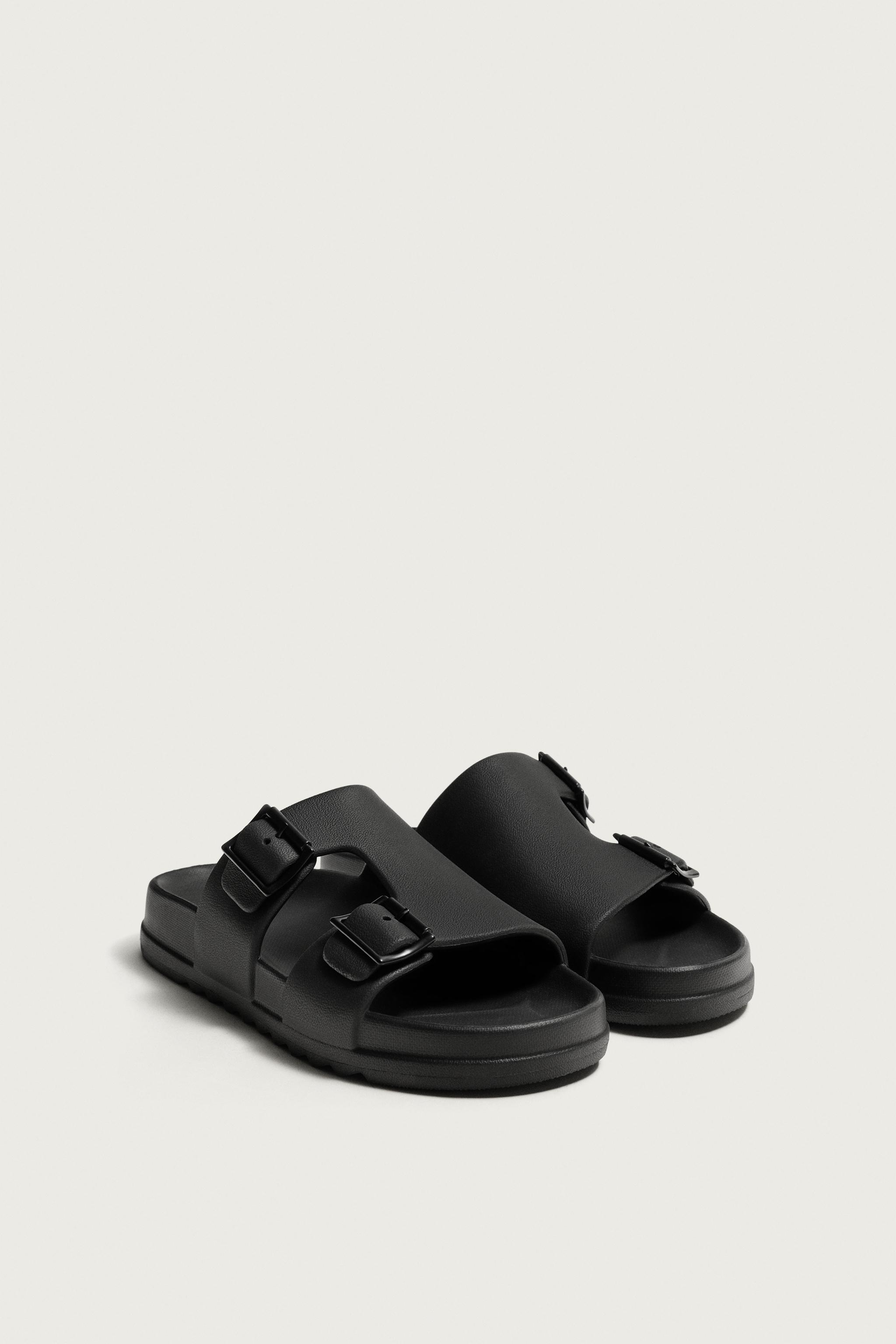 RUBBERIZED DOUBLE STRAP SANDALS — Black (alternate view)