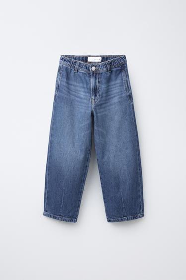 BALLOON JEANS WITH ELASTIC TRIM - Mid-blue by Zara