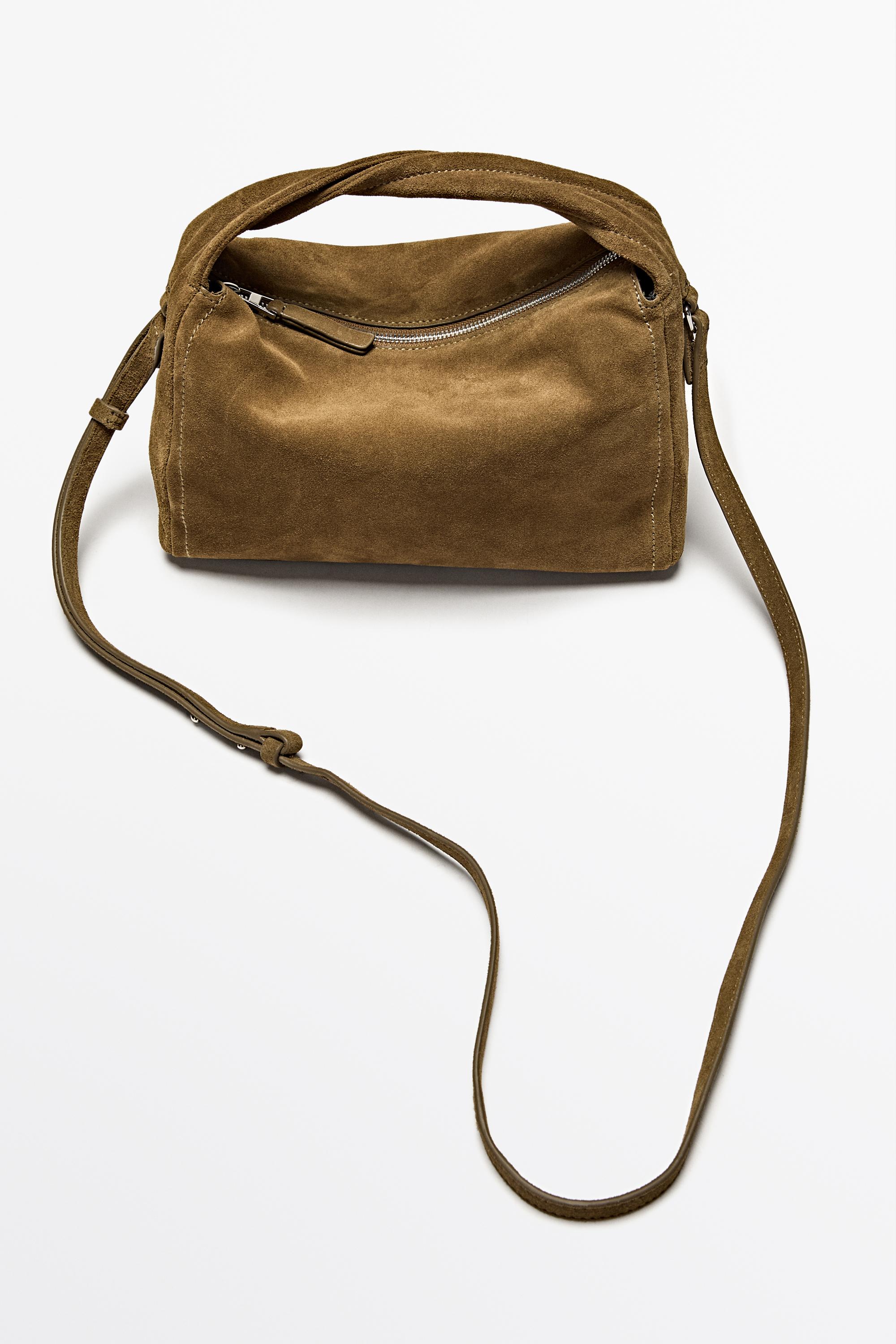 Split suede leather crossbody bag