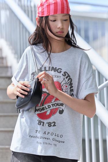 Zara 滾石樂團 © 授權印花 T 恤 - 斑紋灰色