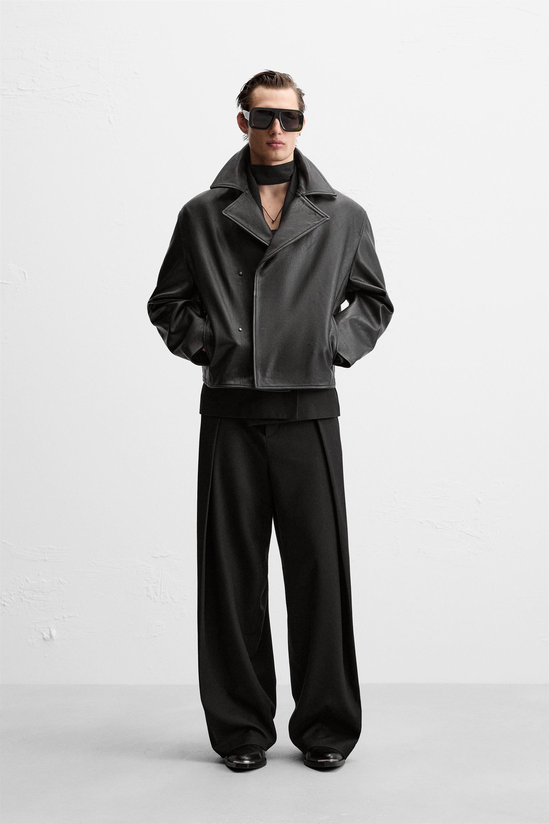 CROPPED FIT LEATHER TRENCH - Black | ZARA United States