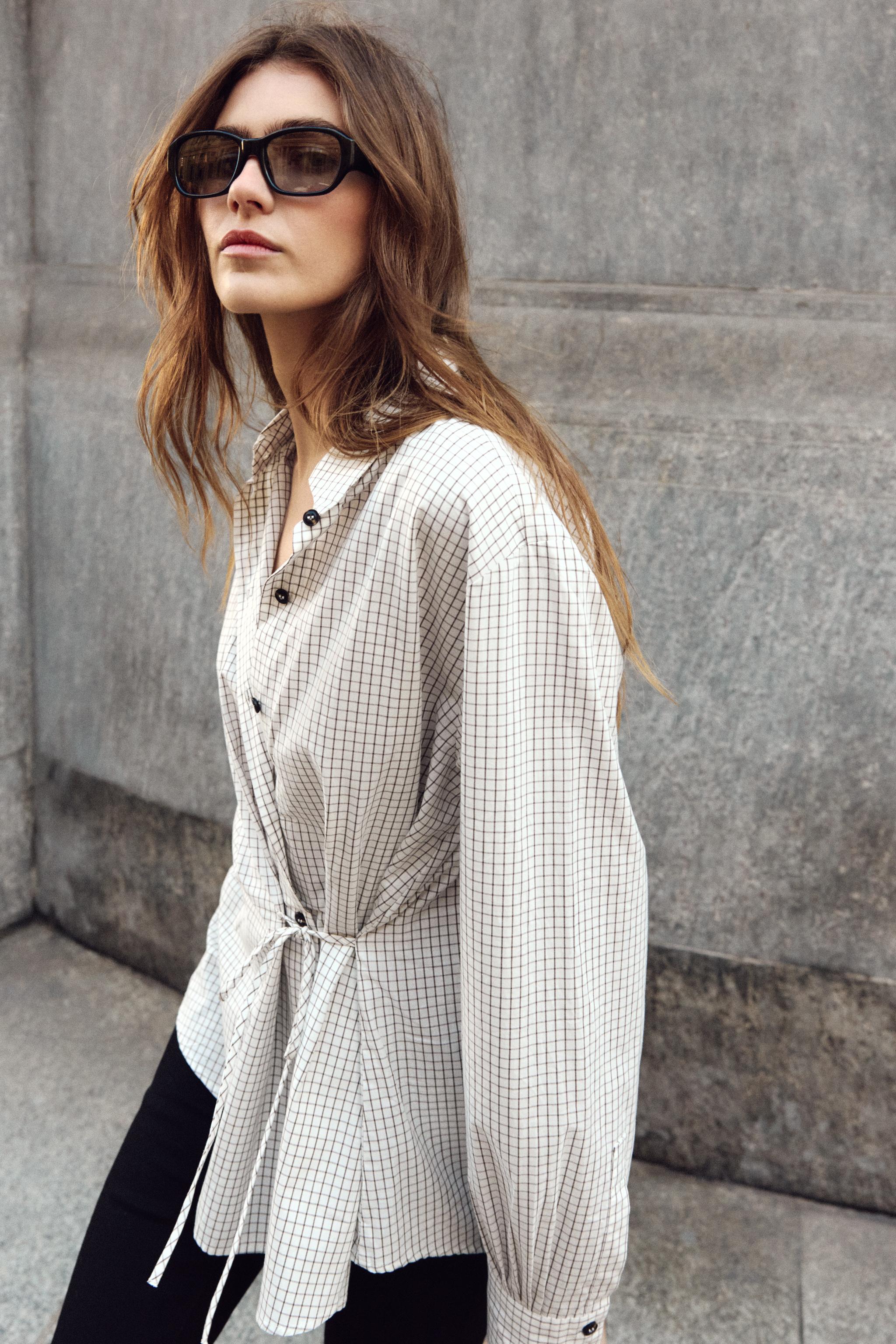 CHEMISE À CARREAUX AVEC NŒUD