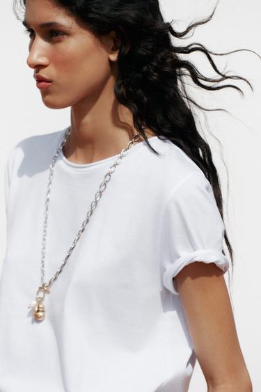 WASHED SHORT SLEEVE T-SHIRT - White by Zara