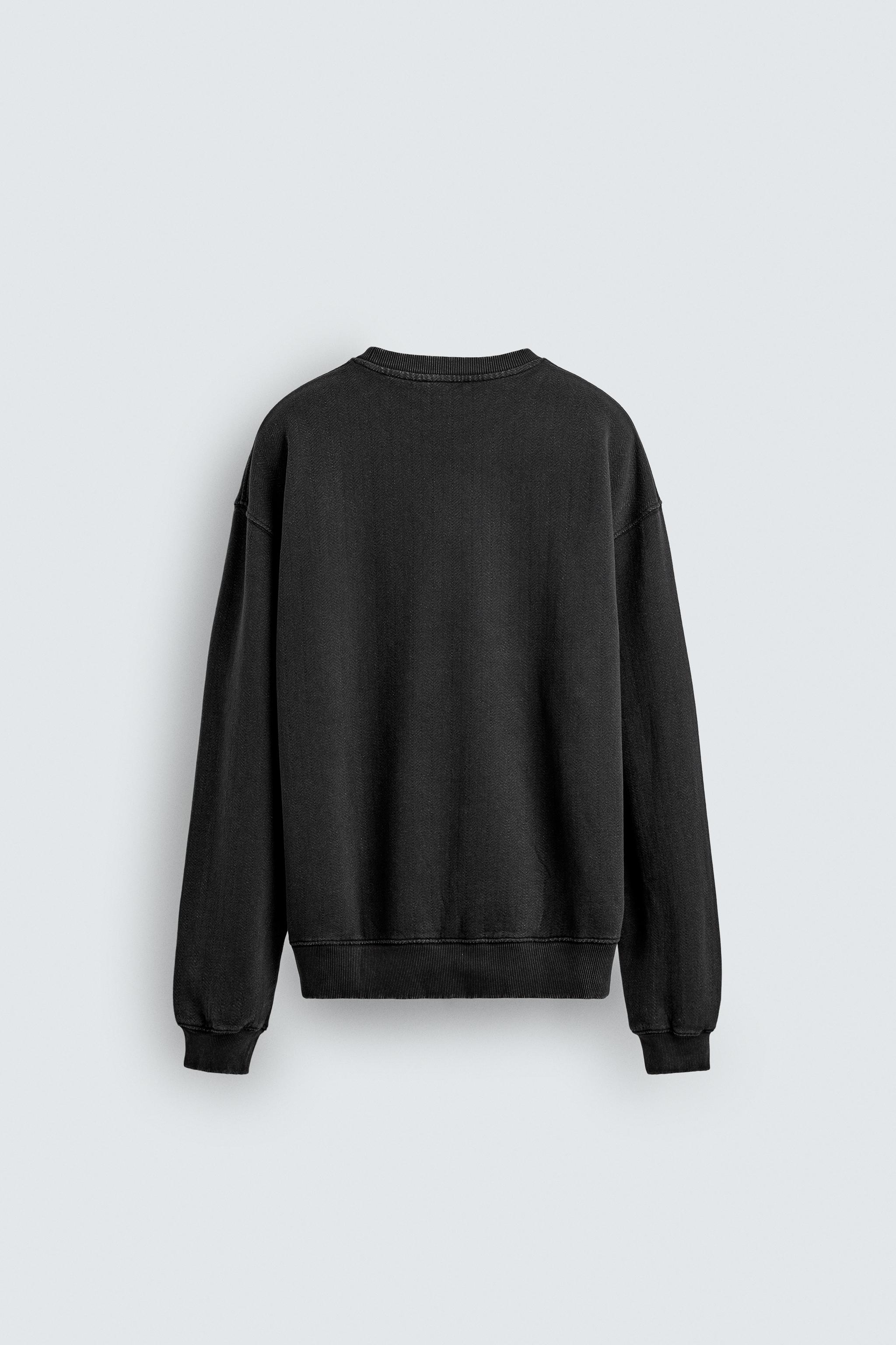 WASHED HERRINGBONE EFFECT SWEATSHIRT