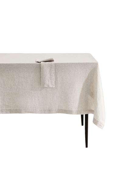 TOALHA DE MESA DE LINHO LAVADO - Bege-claro da Zara