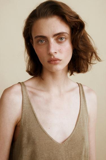 TOP EN MAILLE À BRETELLES CRÉÉ PAR CARAMEL LONDON X ZARA - Kaki de Zara - Image 1
