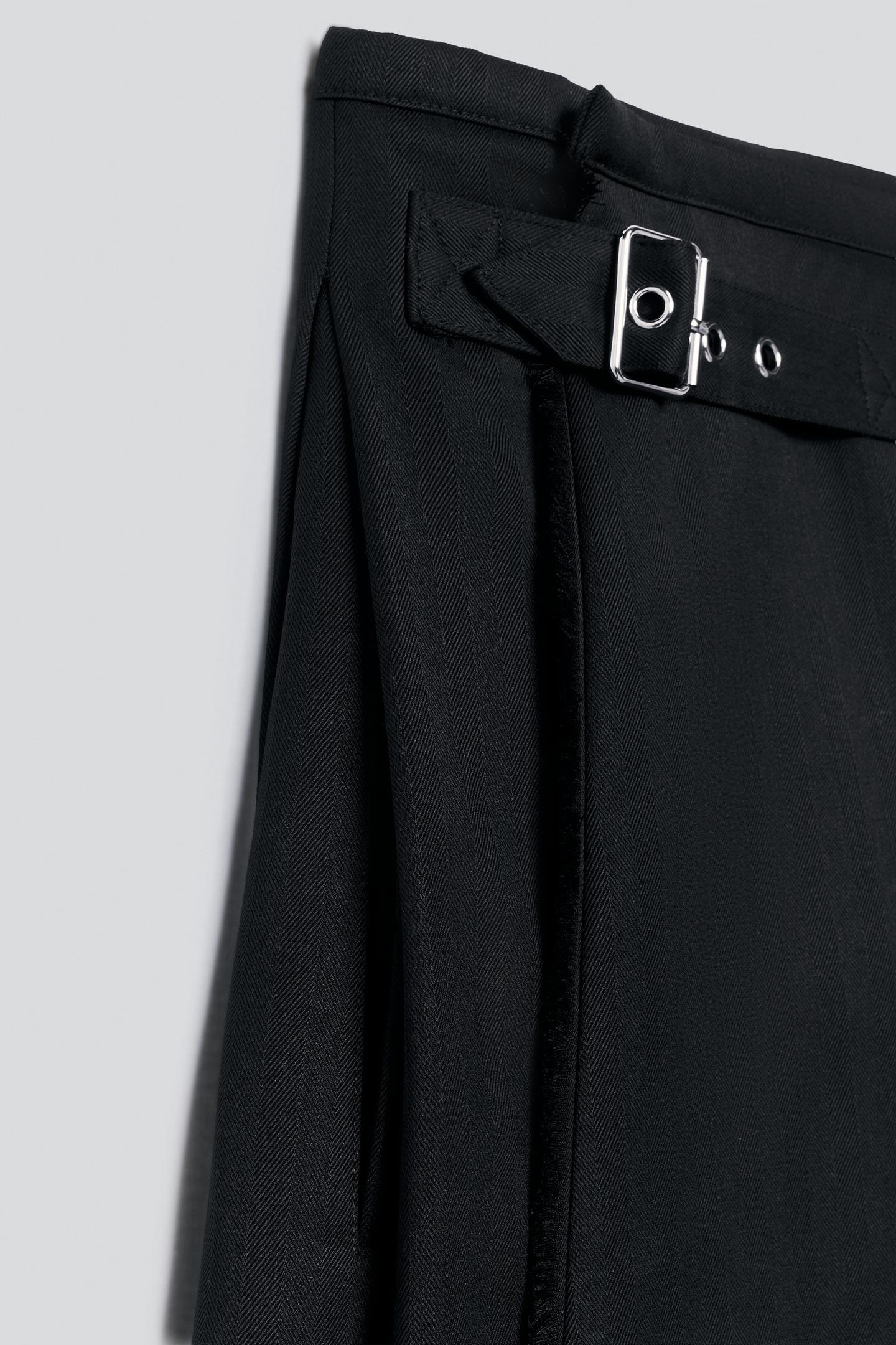Мужская юбка Zara Herringbone Kilt, цвет: Чёрный — фото 4