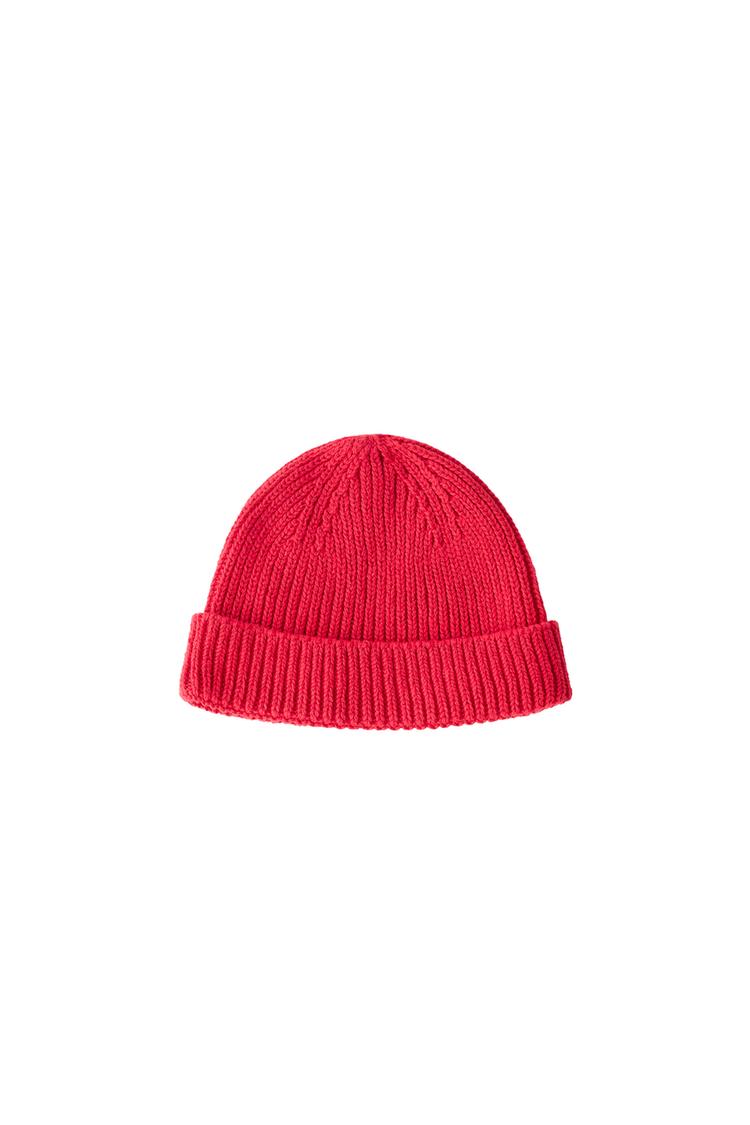 PLAIN KNIT HAT — Navy blue
