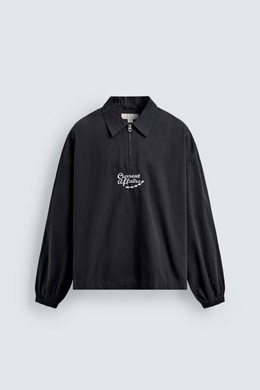 POLO CREMALLERA BORDADO - Gris / Azul de Zara