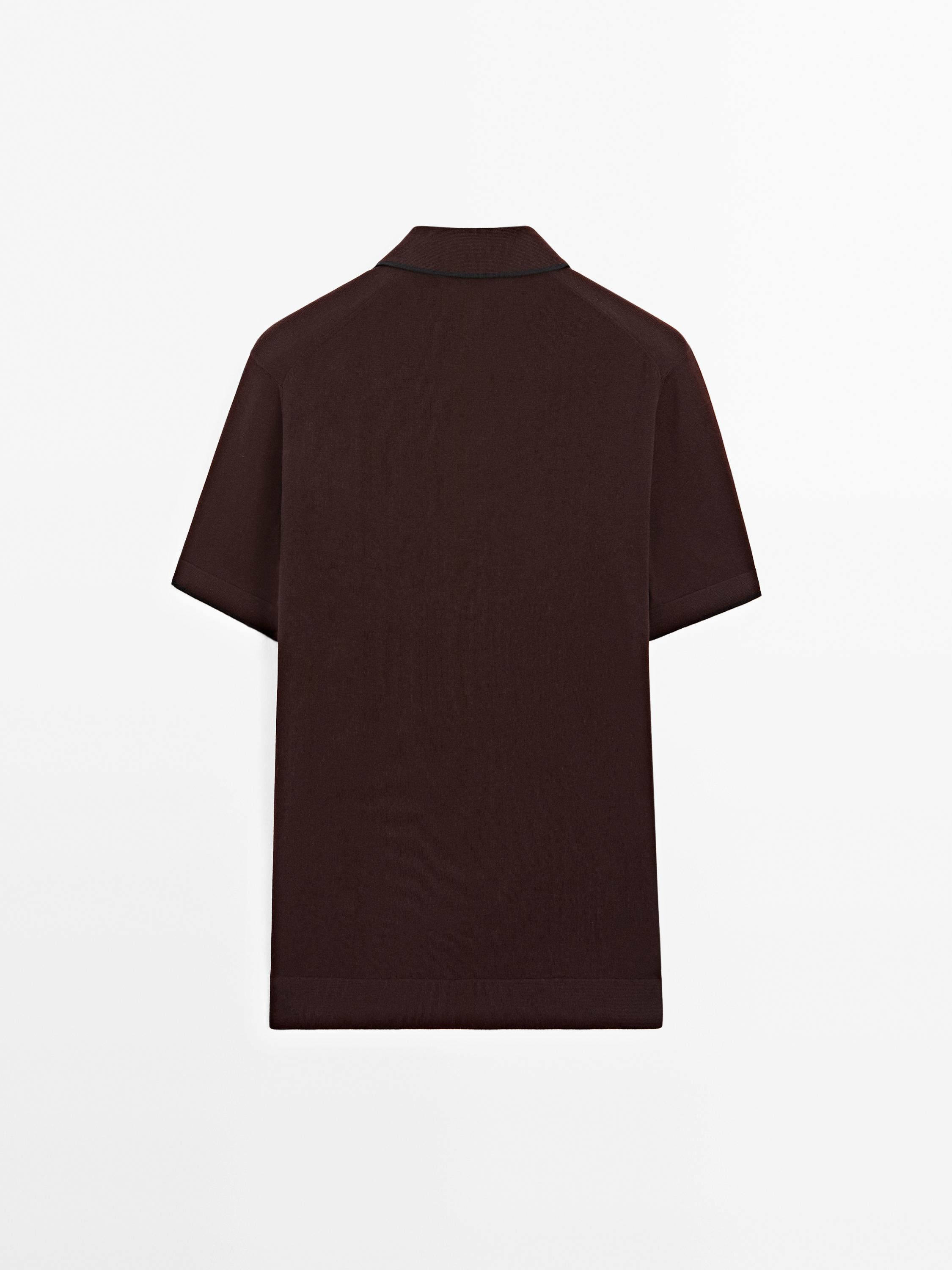 Knit polo shirt with contrast detail