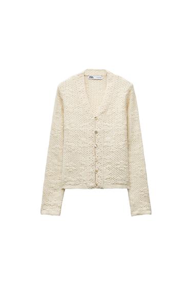 ROMANTIC POINTELLE KNIT CARDIGAN