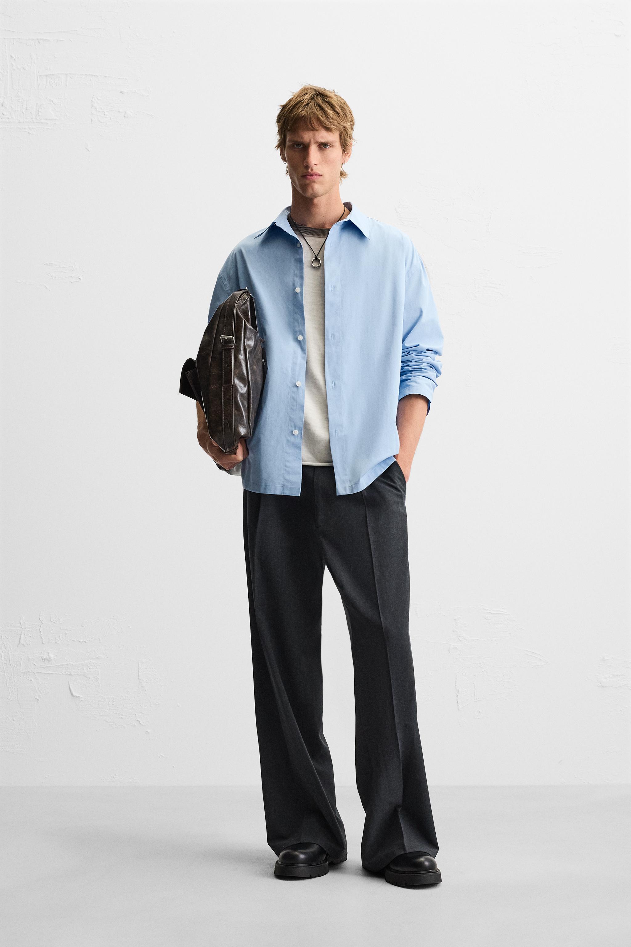 プリーツリラックスフィットシャツ - 空色 | ZARA Japan / 日本