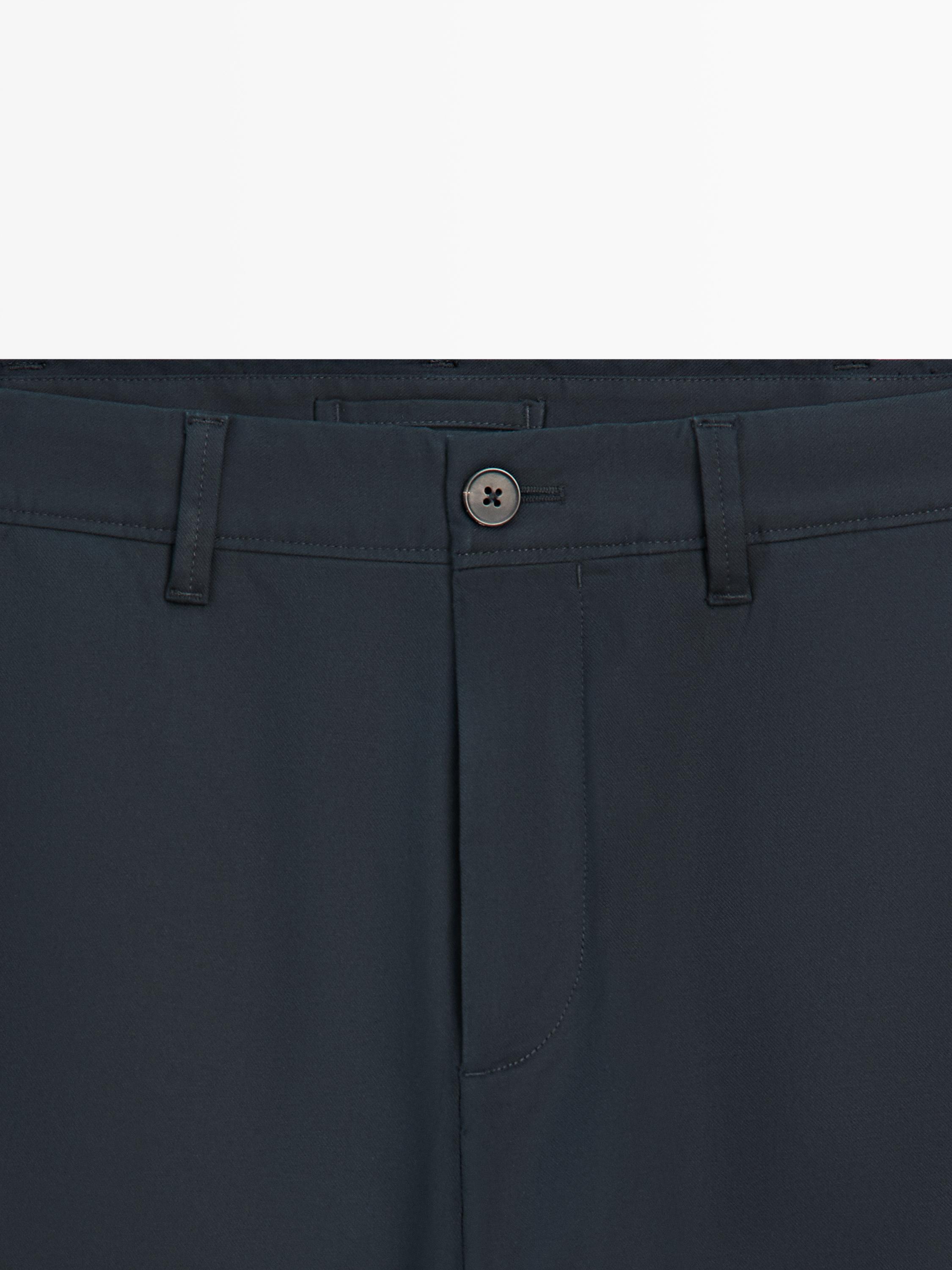Cotton blend slim fit pants