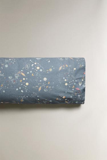 CHILDREN'S REVERSIBLE SPACE PILLOWCASE - Ecru / Blue by Zara - Image 4