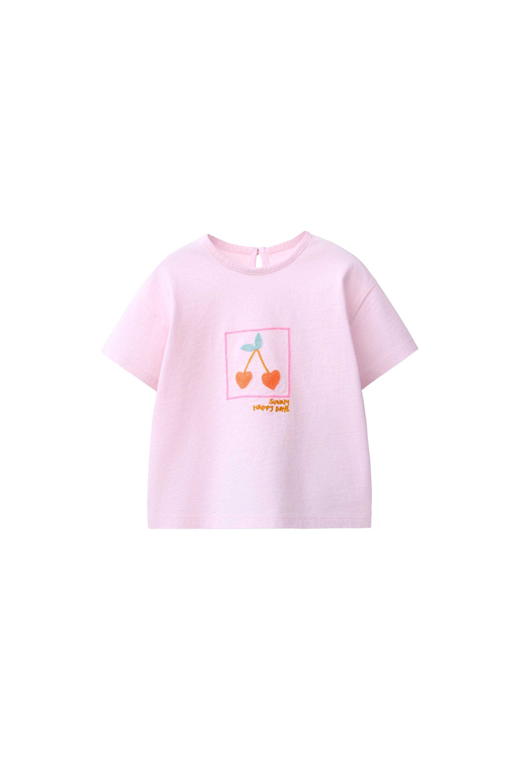 チェリー刺繍Tシャツ - ライトピンク | ZARA Japan / 日本