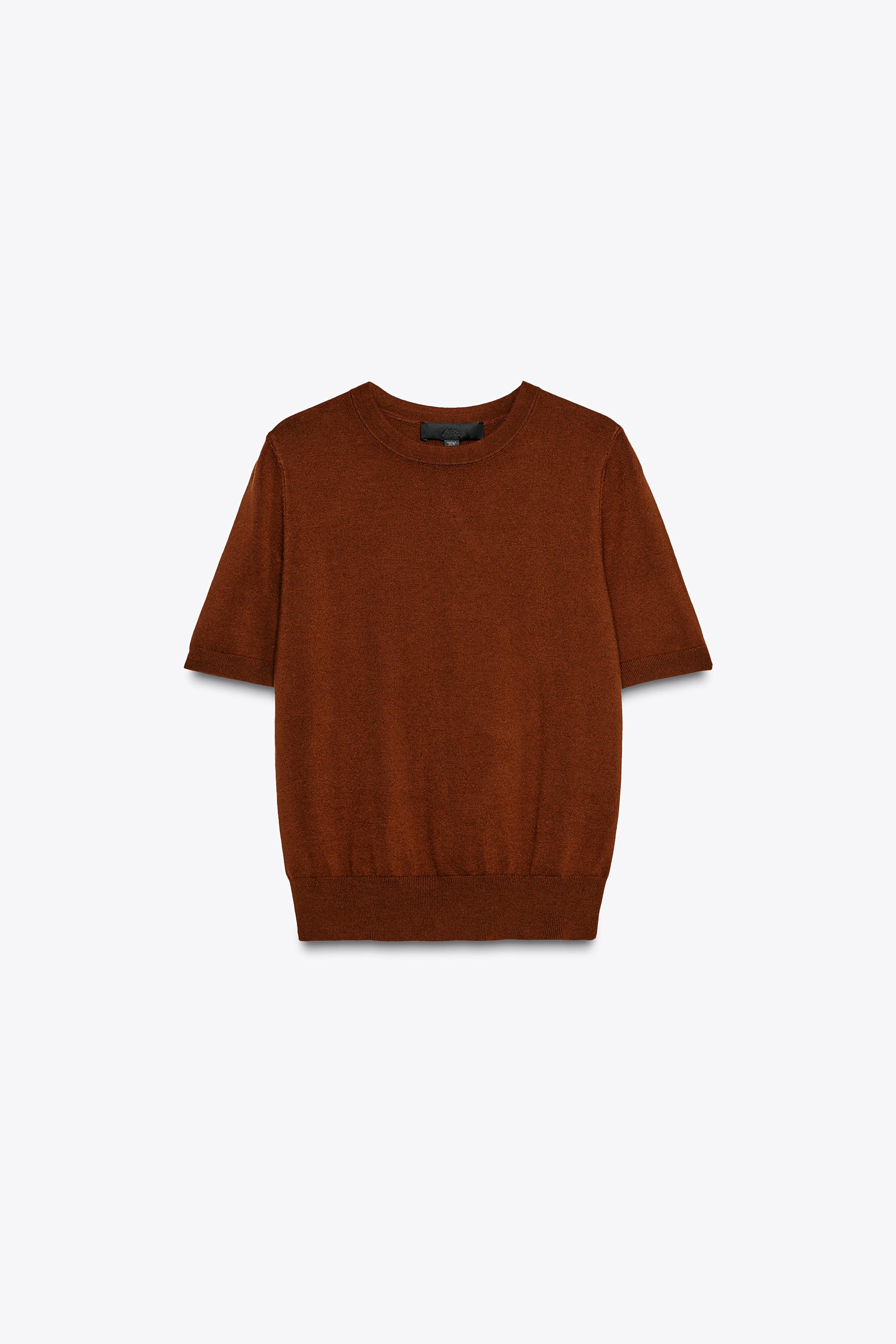 ZARA - 【ZARA】プレーンニットショートスリーブカーディガン S
