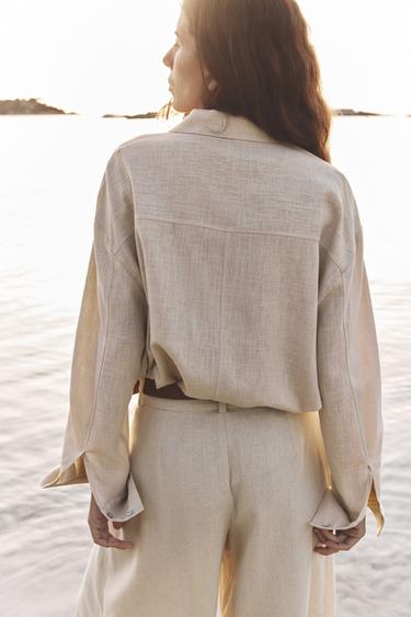 CHEMISE OVERSIZE AVEC LIN - Sable de Zara
