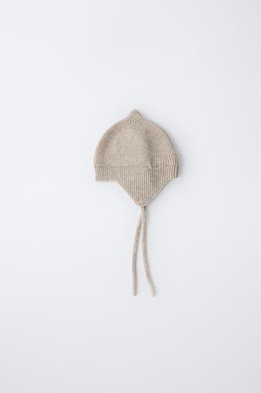 WOOL BLEND KNIT BONNET - Tan marl by Zara