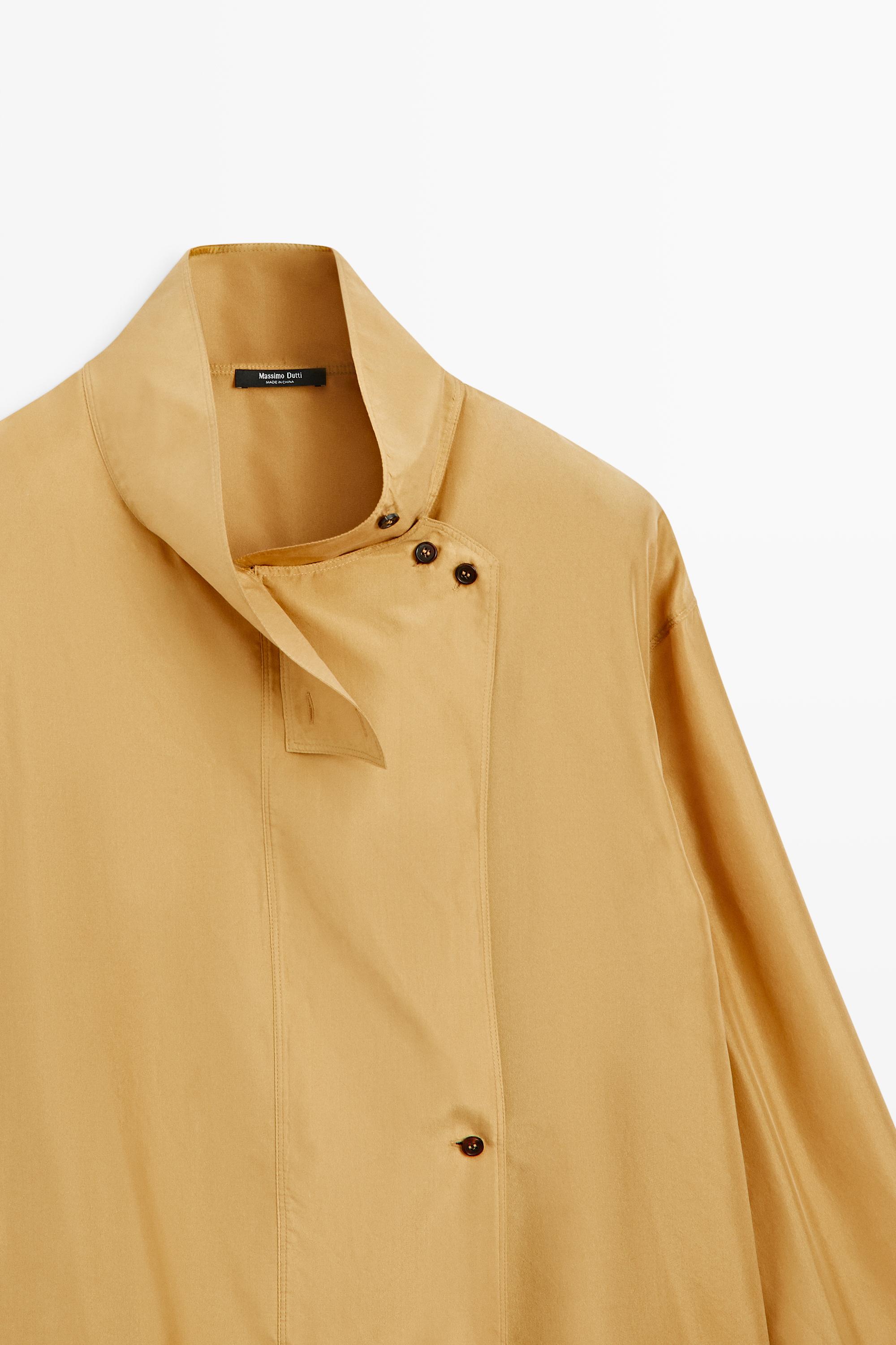 100% silk crossover mock neck shirt