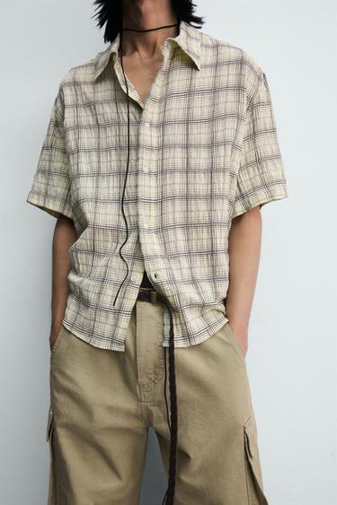 RELAXED FIT CHECK JACQUARD SHIRT - Pastel yellow by Zara - Image 4