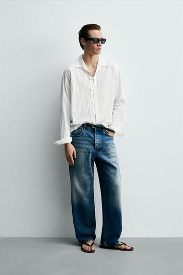 RELAXED FIT CREASED-EFFECT SHIRT - White by Zara