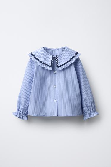 PETER PAN COLLAR SHIRT WITH SCALLOP TRIM - Blue by Zara - Image 0