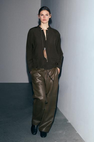 ÁO SƠ MI KẺ CARO ZW COLLECTION - Xanh lục từ Zara