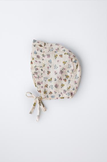 TEXTURED FLORAL BONNET WITH RUFFLES - Mid-ecru by Zara - Image 3