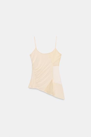 CAMISOLE TOP WITH LACE TRIM - Ecru / Beige by Zara - Image 6