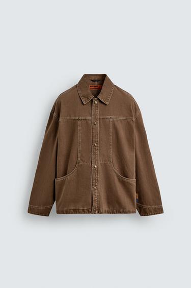 WASHED STRUCTURED OVERSHIRT - Light brown by Zara