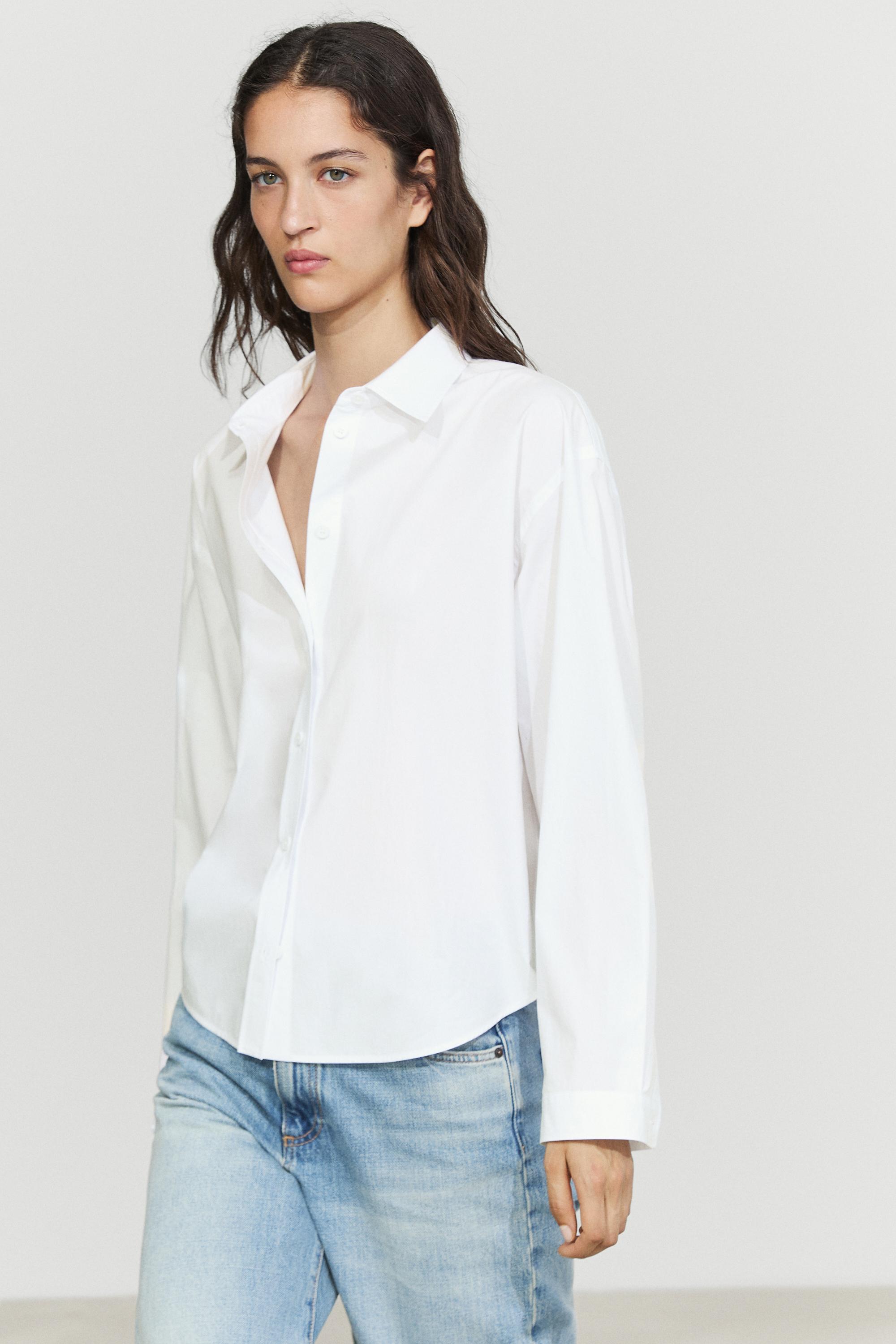 Chemise en popeline 100 % coton avec détail au dos