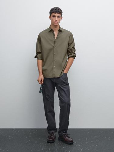 Camisa confort twill - Verde claro de Zara