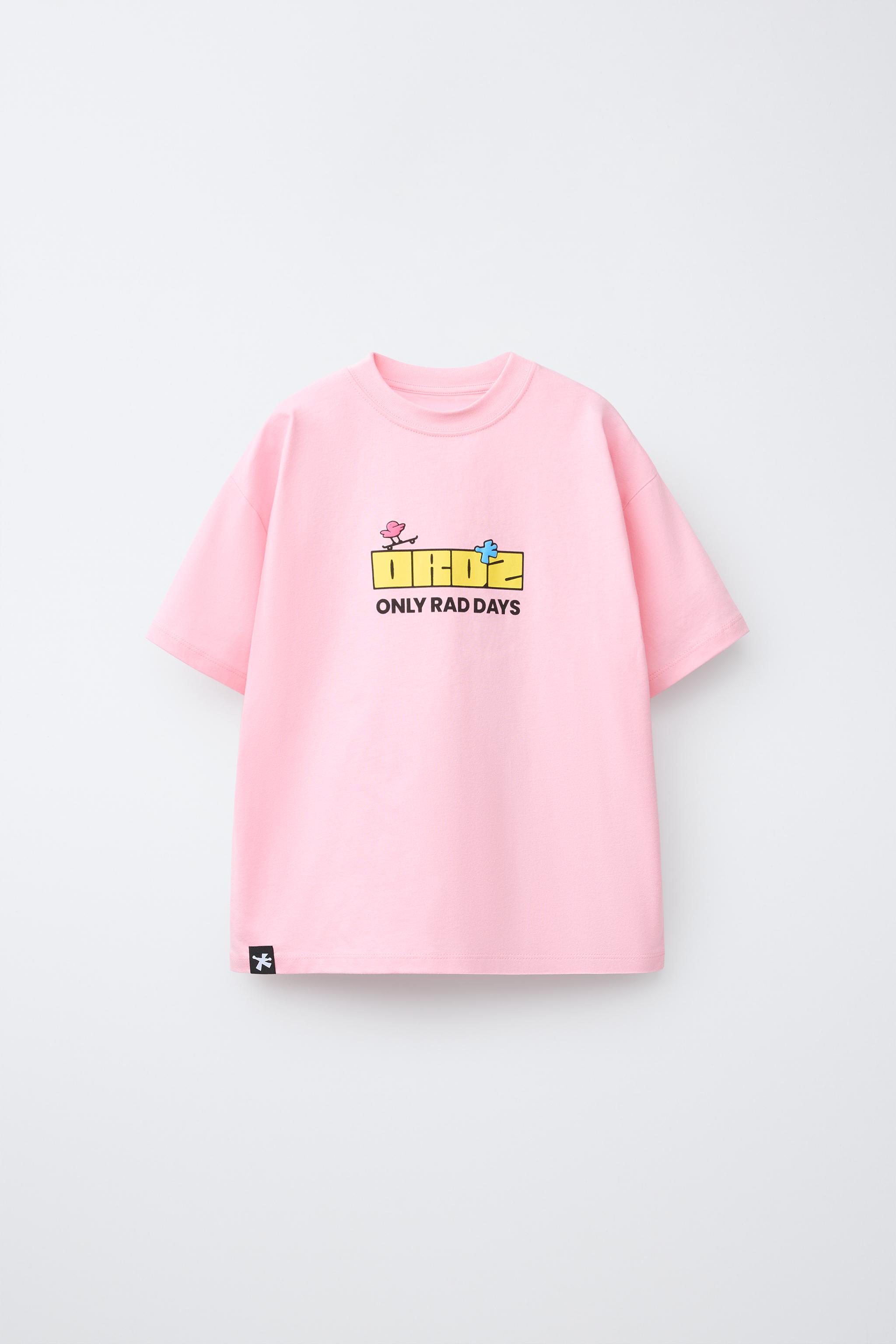 ロゴプリントTシャツ - ピンク | ZARA Japan / 日本