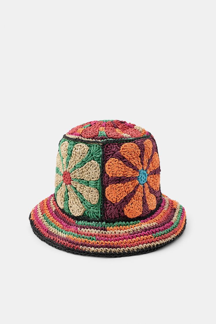 FLORAL PRINT BUCKET HAT — Multicolored