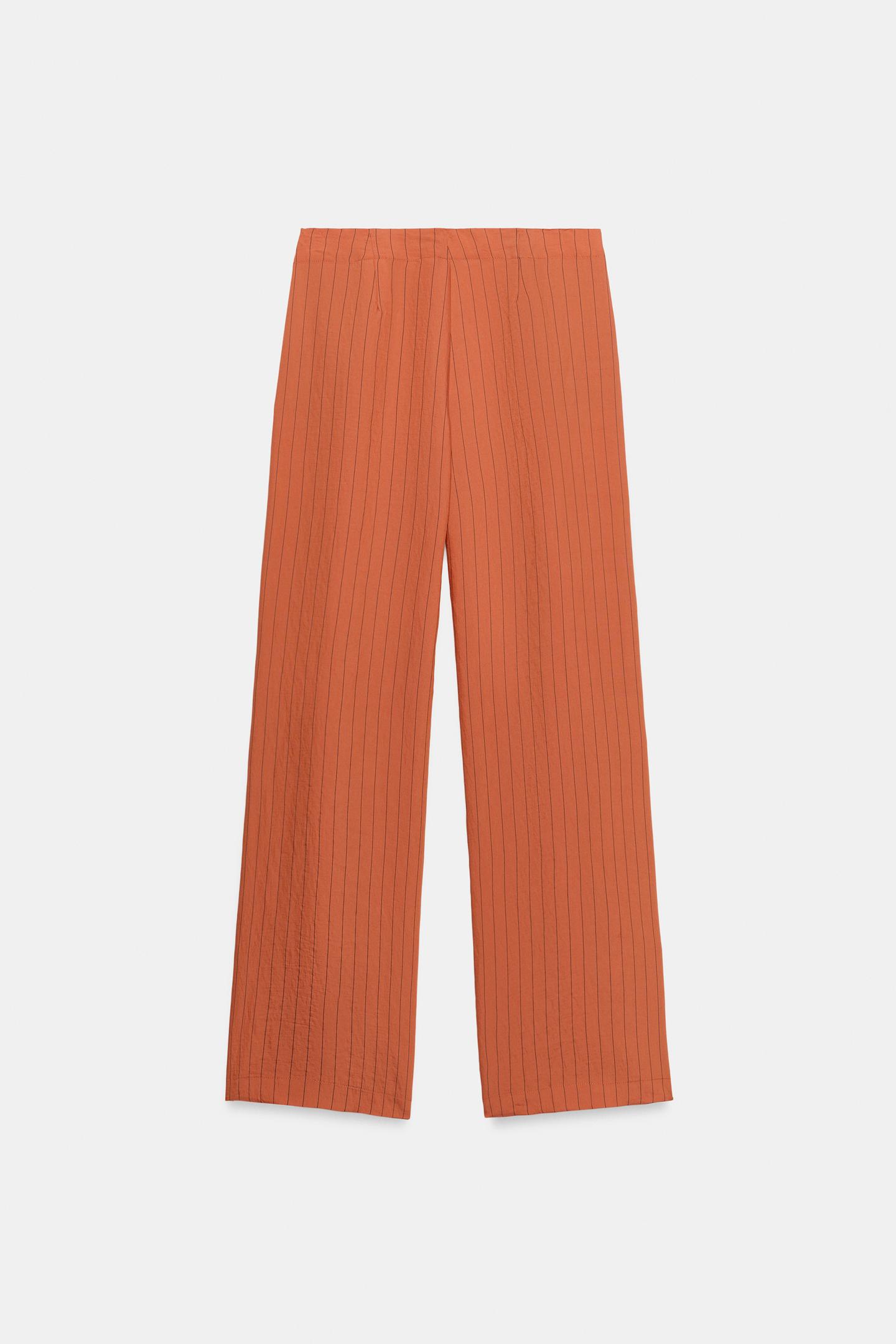 Брюки Zara Striped Straight Leg, цвет: Russet — фото 7