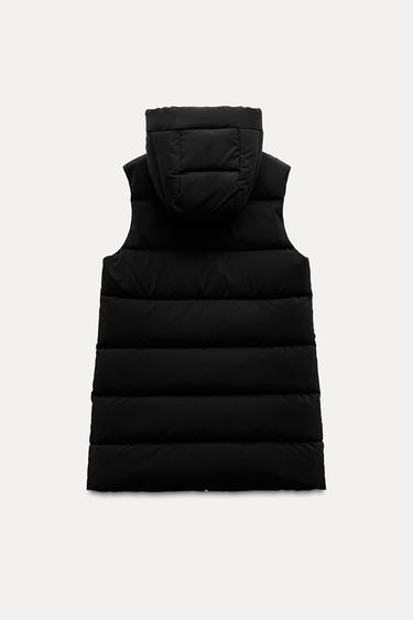 LONG PUFFER GILET - Black by Zara - Image 3