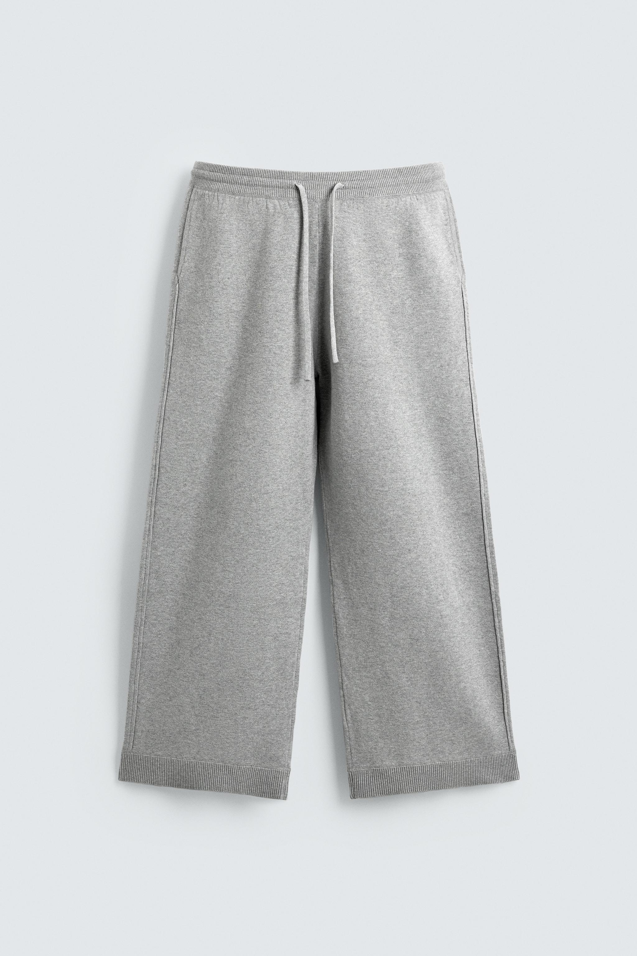 KNIT WIDE FIT PANTS - Gray marl | ZARA United States