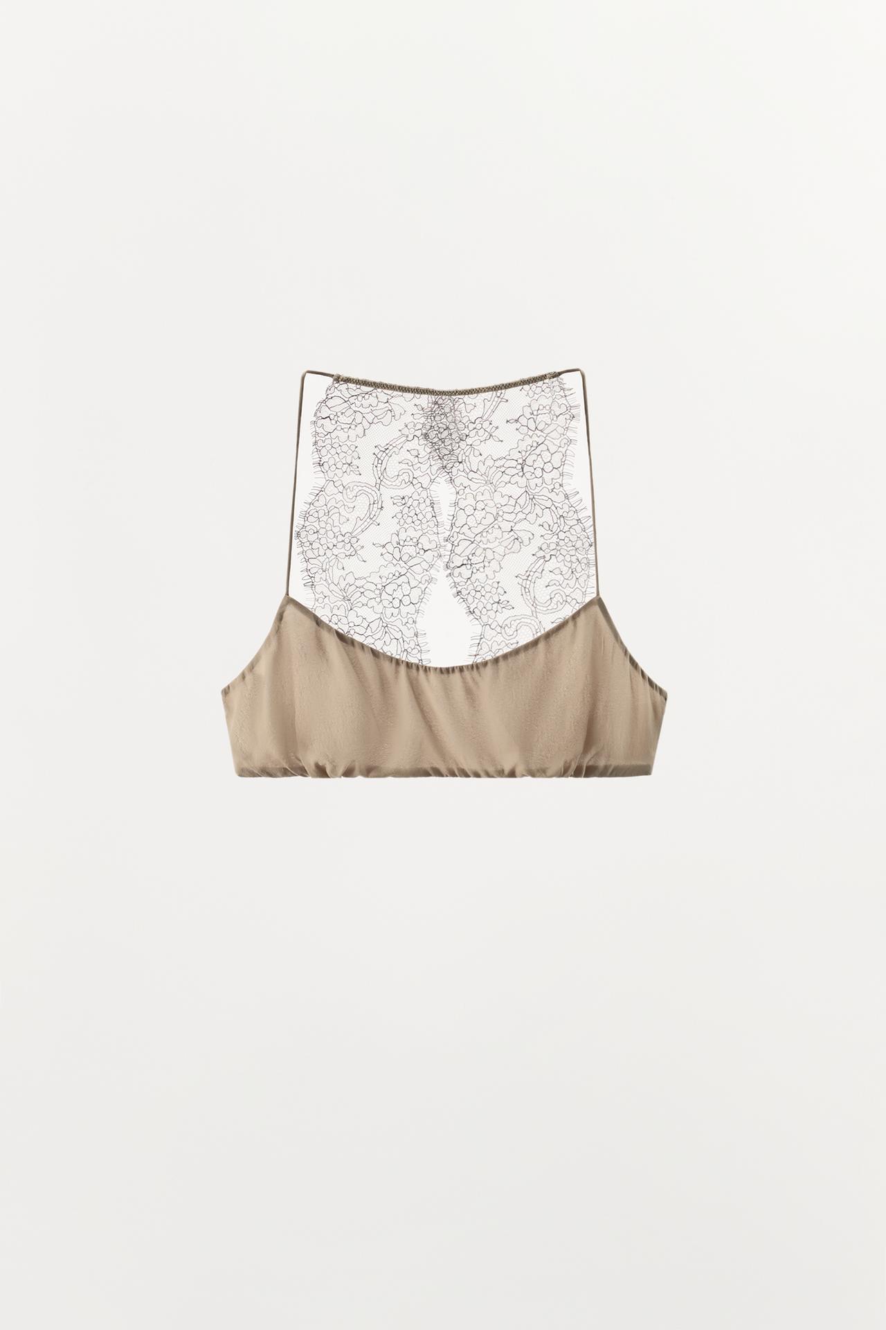 COMBINATION LACE BRA — Gray / Blue