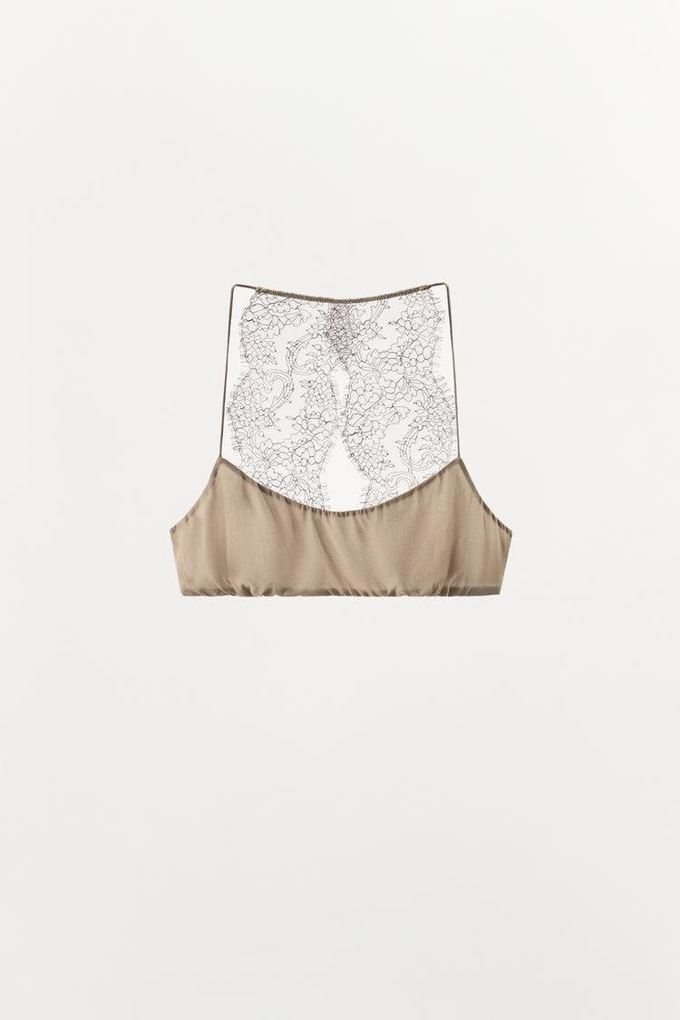 COMBINATION LACE BRA — Gray / Blue