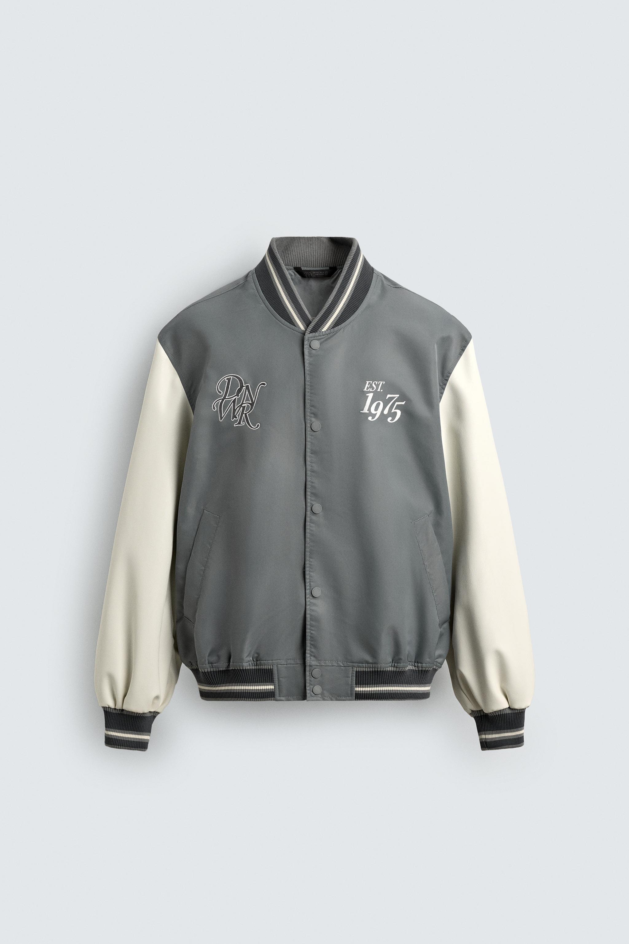 CONTRAST EMBROIDERY BOMBER JACKET