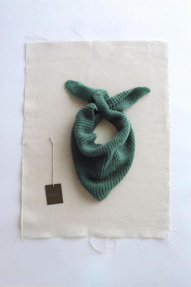 TIMELESZ - PAÑOLETA TRIANGULAR CON LANA Y ALPACA - Verde / Azul de Zara